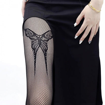 黒蝶柄ゴシック網タイツ