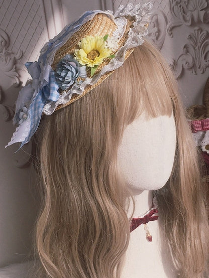 With 3 Color Mini Straw Lolita Clips Hat Country Options