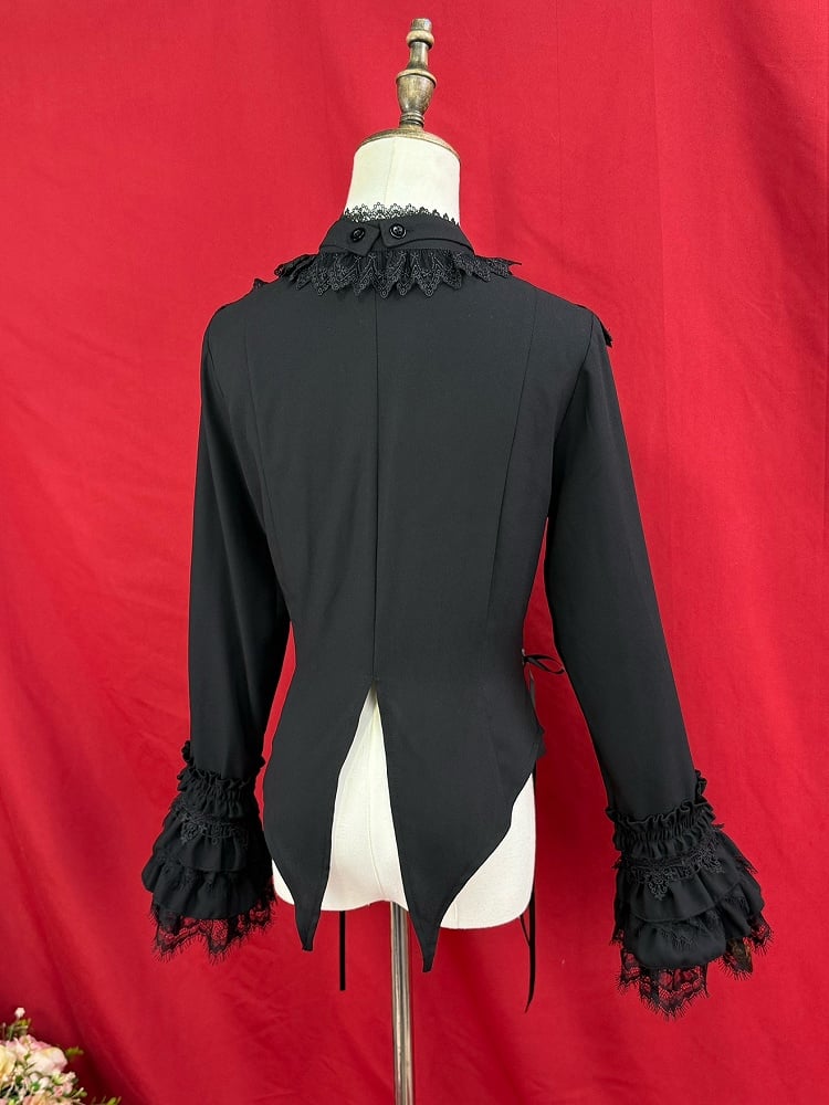 Detachable Lolita Bell with Long Extended Sleeves Black Gothic Blouse