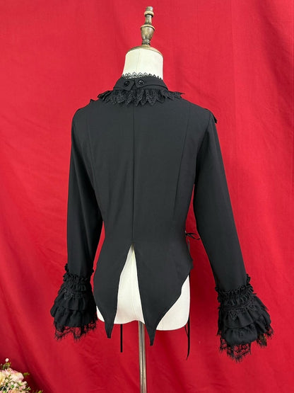 Detachable Lolita Bell with Long Extended Sleeves Black Gothic Blouse