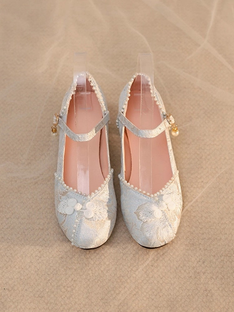 Chinesisches Blau mit Absatzmuster - Satin Lolita Floral