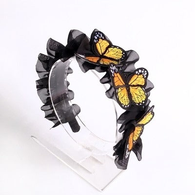 Butterfly Ruffled Embellished KC Black Gothic Gray/Blue/Red/Orange