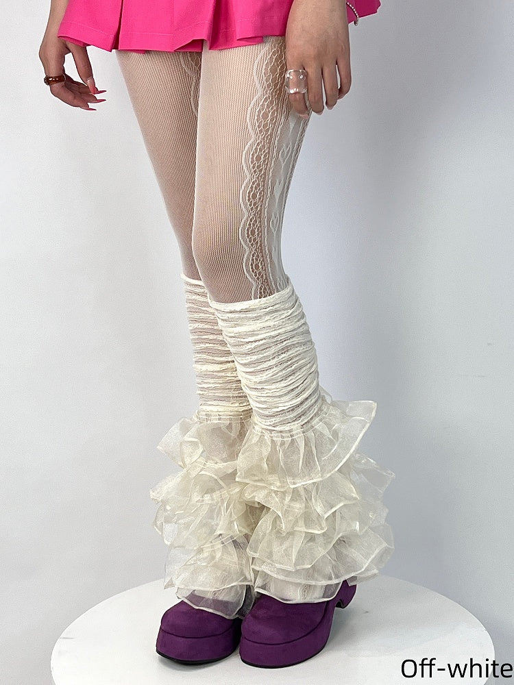Ruffle Colors Warmers Lace Leg 6 Y2K Multi-Layer Design