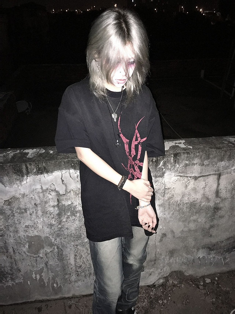 Washed Ghostly Hand T-Shirt with Regular/Fade Black Print