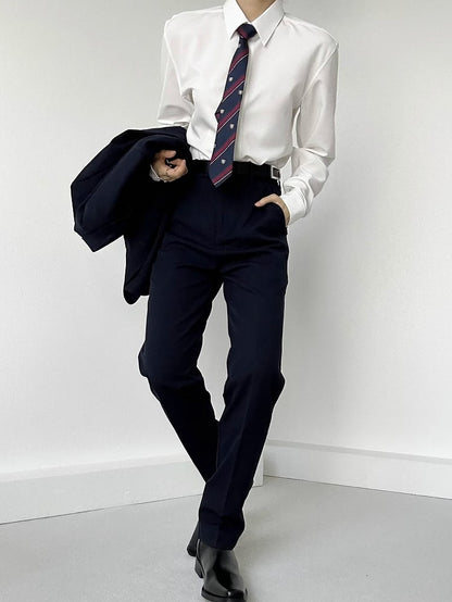 Flat White Collar Long-Sleeve Ouji Unisex Shirt Lolita Pointed