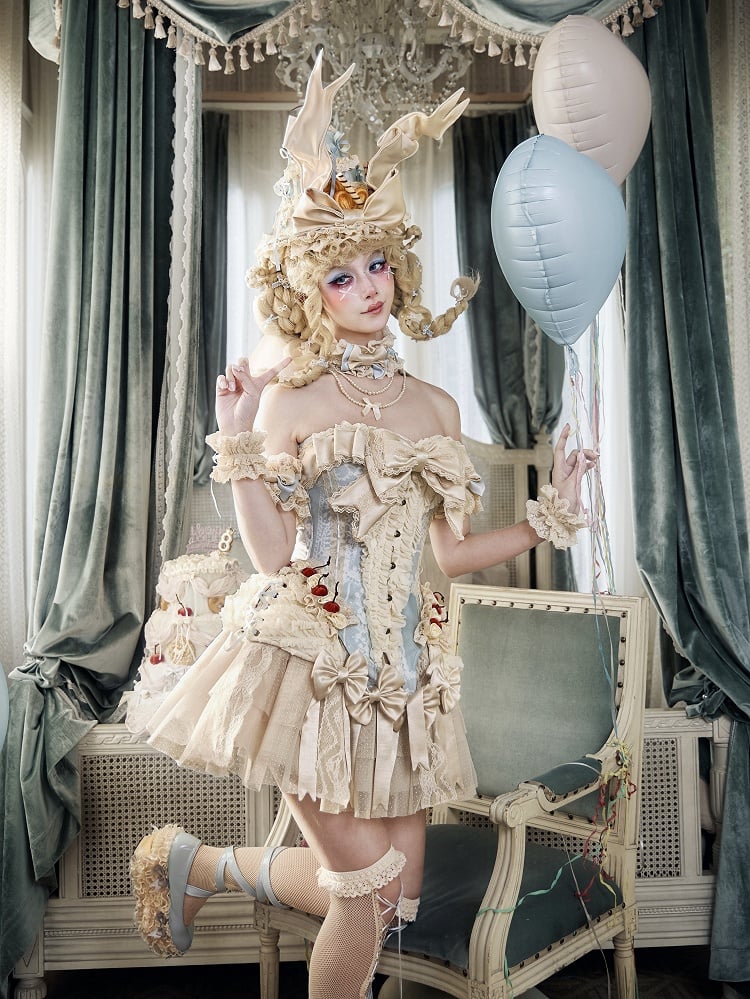 Apricot Layered Dots Tulle Skirt with Lace Trim & Built-in Bloomers - Blood Supply