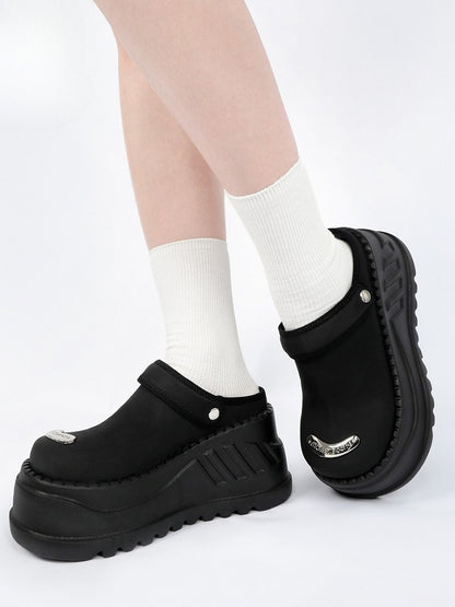 Metal Sole with Flip-Flop Bostons Top Straps Black Plates Platform Birkenstock Backless -