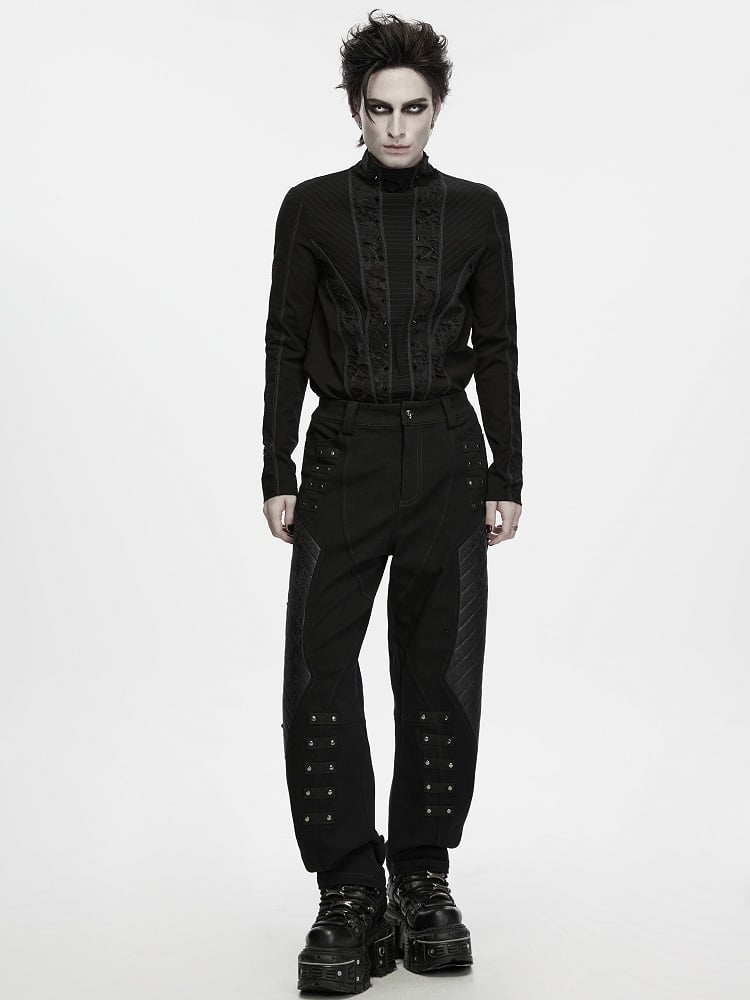 Men's Black Hardcore Punk Streetwear Trousers - Punk Rave