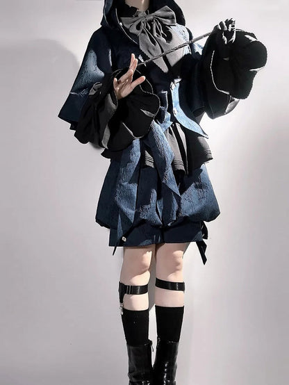 Fashion Ouji Oversized Lolita Blue Hooded Ears Jacket Bunny