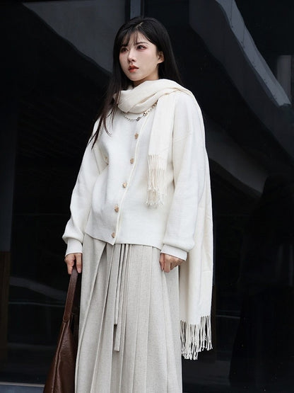 Closure Unisex Cardigan in Front Style Chinese White Button