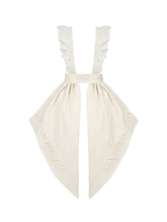 Beige Detachable Shoulder Straps Apron