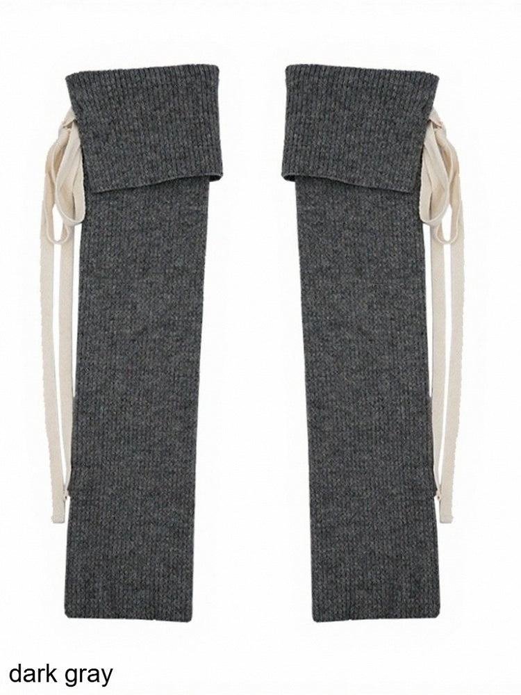 5-Color Ribbed Leg Warmers with Strap Bowknot Details - ModaSwings
