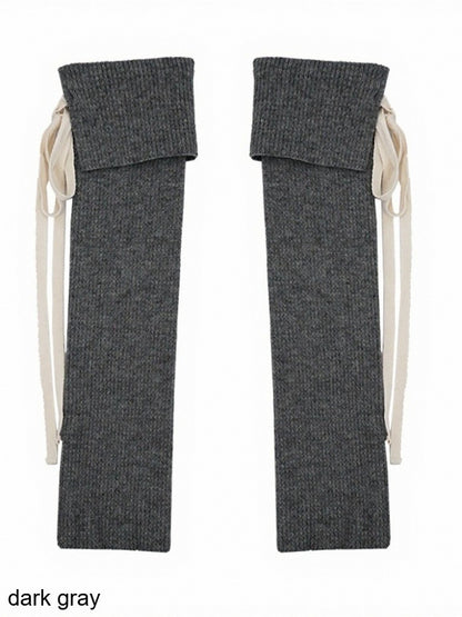 5-Color Ribbed Leg Warmers with Strap Bowknot Details - ModaSwings