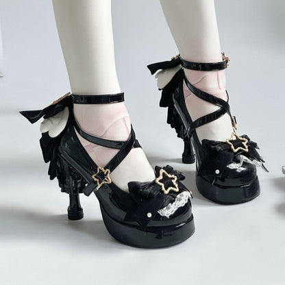 Lolita Patent Leather Unique Heel Pumps with Bow – Sweet Original Design