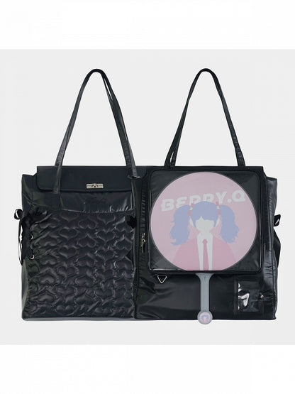 4 Colors Heart Pattern Detail Ita Bag with Transparent Window for Daily Use - Berry Q