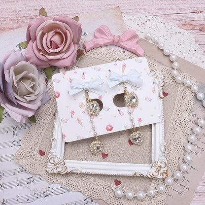 8 Heart Kei Bowknot Jirai Earrings Options Rhinestone Color