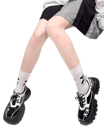 Checkerboard Punk Platform Shoes