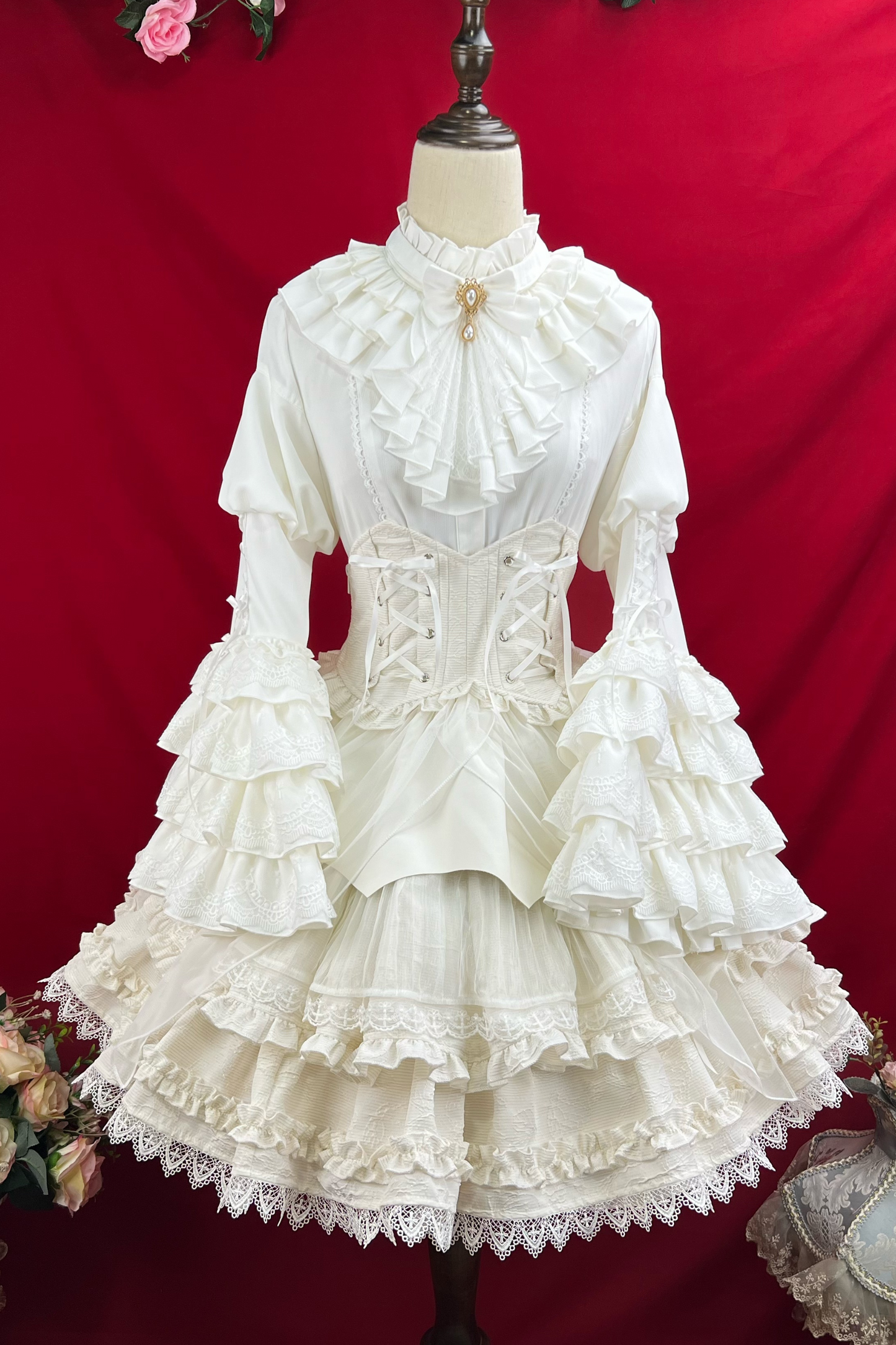 グッドエビルロリータゴシックジーシャツ＋フレアスカート＋ウエストベルト