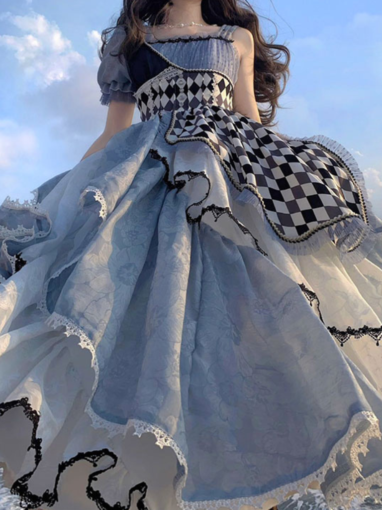 不思議の国のアリス アシンメトリーチェックドレス