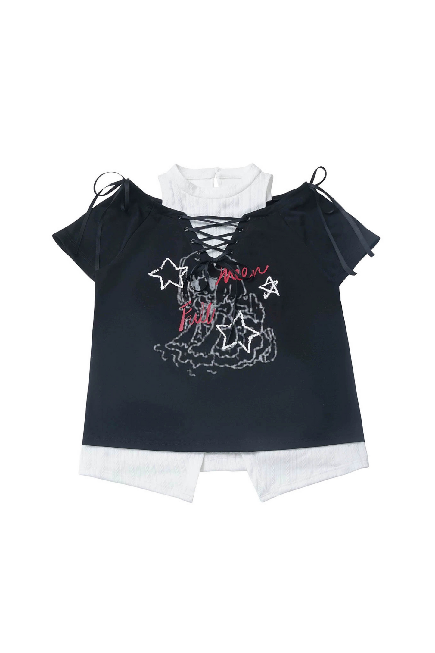 トップパンツイラスト + ガールサブカルチャーレースアップフレア