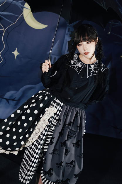 クロップドスリーブ スパイダーカラー パフトップ