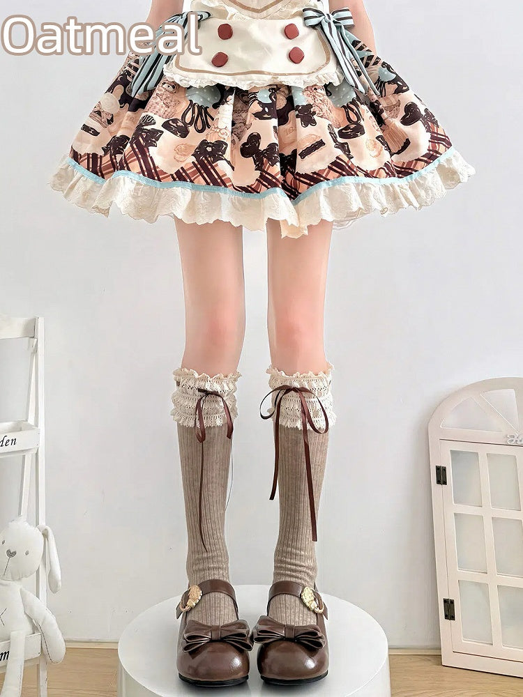 Ribbon Colors Socks Calf Lace - 5