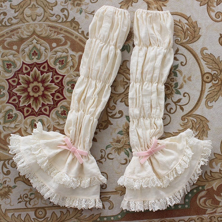 Bow Available Layered Sleeves with and Lace Trim 3 White in Accents Milk colors