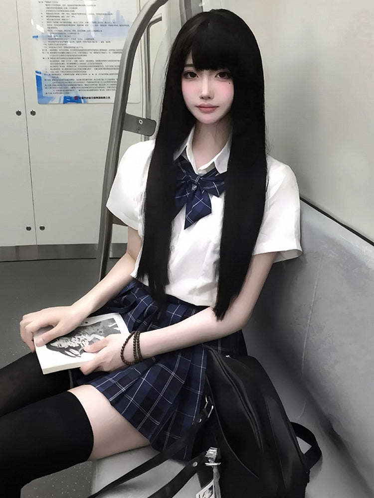 Short Style Preppy JK Shirt Uniform White Sleeves