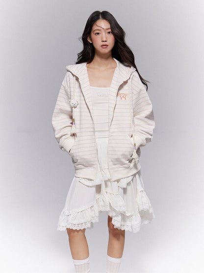 Waist Elastic  with Gothic Trim Lace Skirt Tiered White