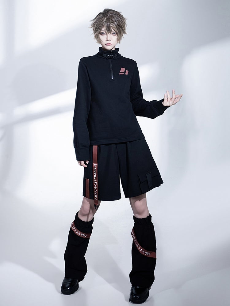 Ouji Shorts Red Techwear Fashion Strappy and Black