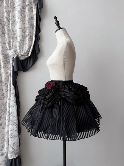 Schwarzer Lolita-Gothic-Rock mit Kordelzug