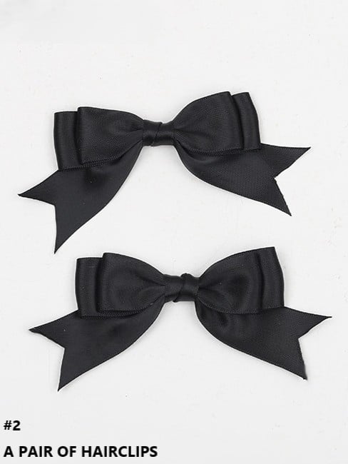 Black Lolita Hairclip Bowknot