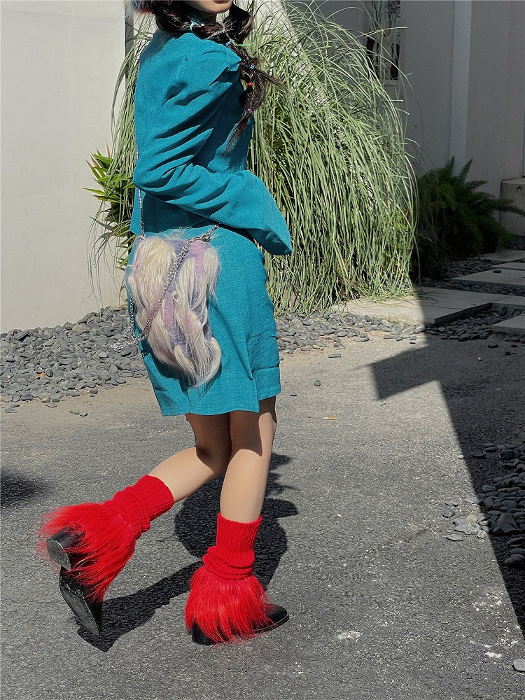 Knitted Cuff Leg Warmers Options Fuzzy 12 Color