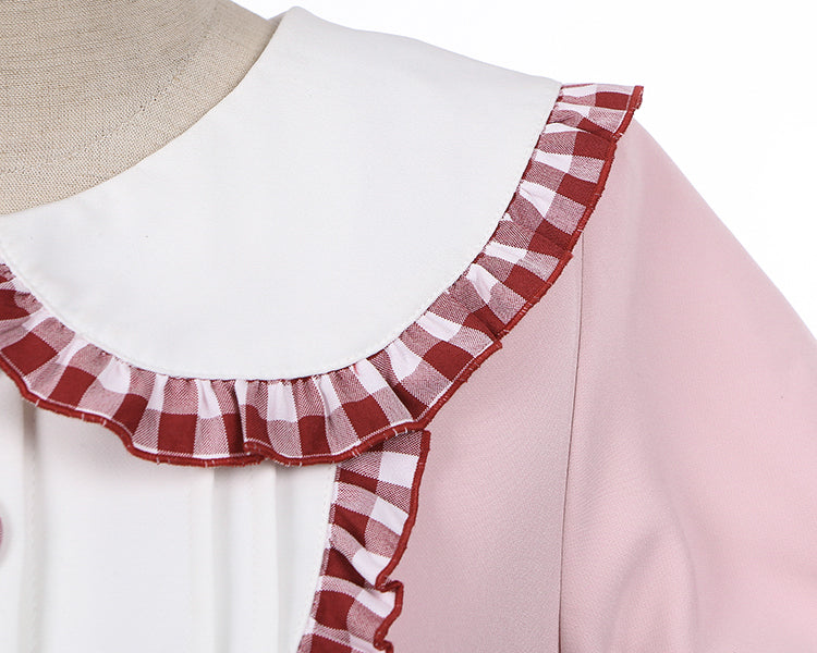 ライトピンクのウサギ耳ピーターパンカラーバブルスカートドレス