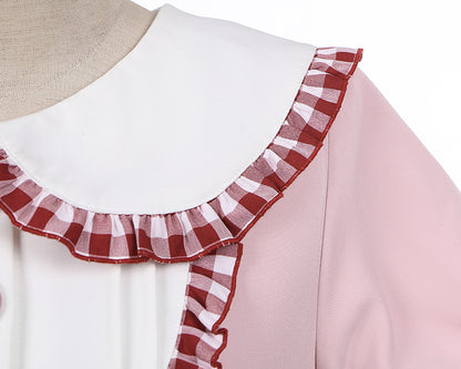 ライトピンクのウサギ耳ピーターパンカラーバブルスカートドレス