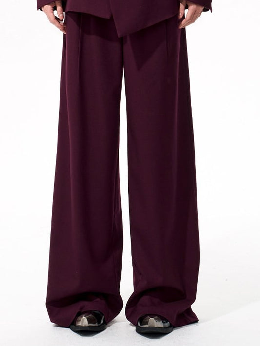 with Wide-leg Wine Men's Silhouette Fluid Red Trousers
