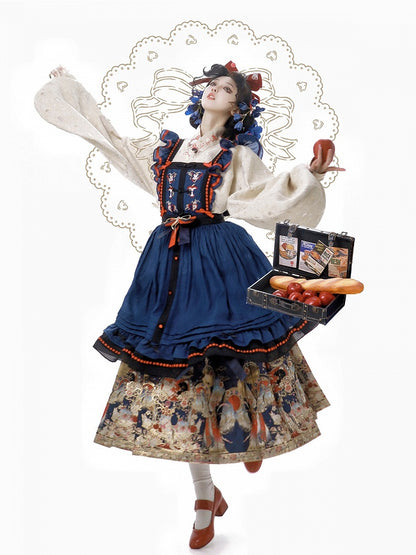 Ming-style Long Mamian Skirt with Rabbit Embroidery - Zao Jing Ji