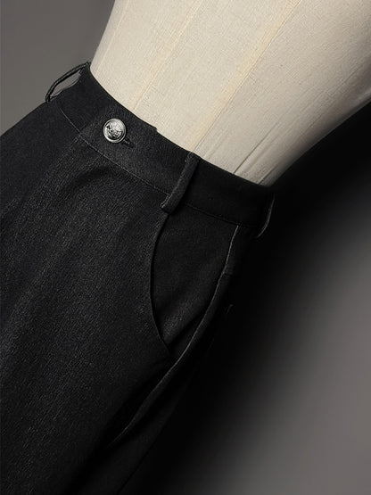 ティアードパッチパンツ レースフレアカフス ブラック