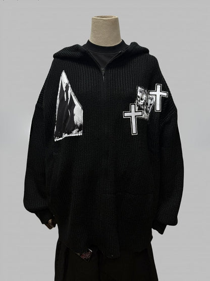 with Sweater Black Hoodie Cross