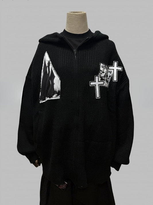 with Sweater Black Hoodie Cross