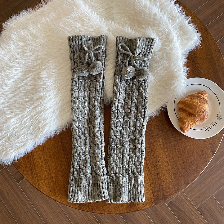 Lolita Warmers (6 Pom-Pom Cable-Knit Style Leg Colors)