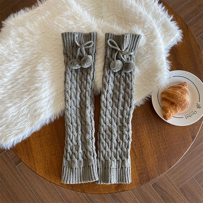 Lolita Warmers (6 Pom-Pom Cable-Knit Style Leg Colors)