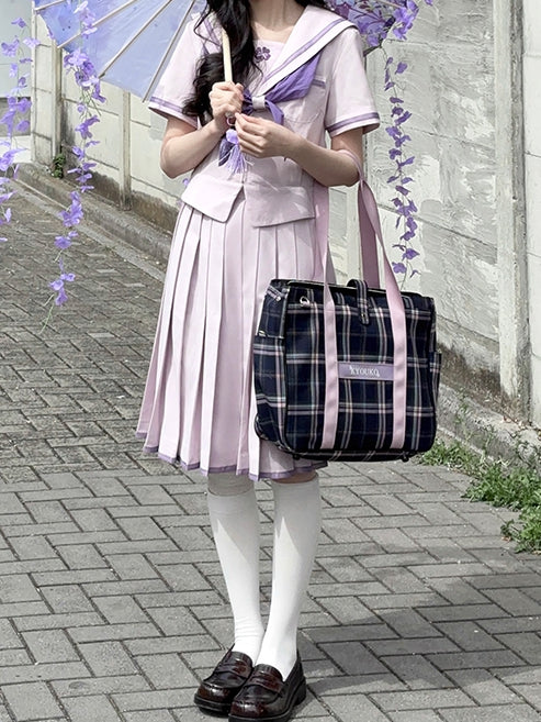 Sleeves Preppy Top Collar Version JK Purple Short Uniform Sailor Style