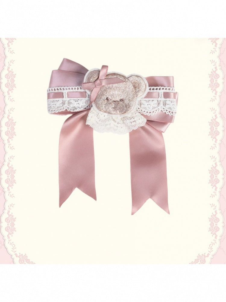 Adorable Pink Bear Hairclip with Sweet Bowknot Accent - Treasure House
