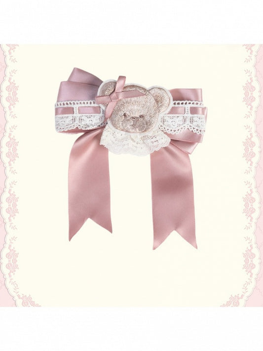 Adorable Pink Bear Hairclip with Sweet Bowknot Accent - Treasure House