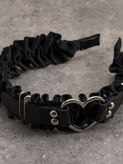 KC With Ruffle Details Heart Decorated Black Trim Design Buckle Pins