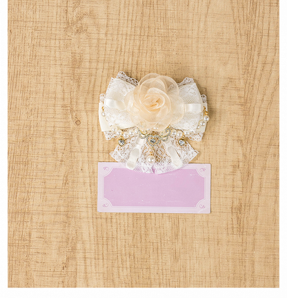 Jirai Kei Pink/Apricot/Black Lace Rose Beaded Chain Lolita Hairclip