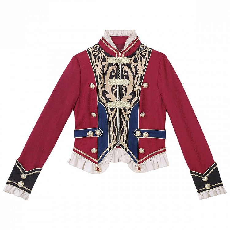 Goldenes Top + Ketten, lang, wunderschöner Stil, Prinzenärmel, blau mit Hose, königlich roter Umhang