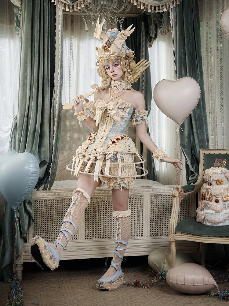 Layered Ruffle Bloomers with Blue Satin Bows & Lace Cuffs - Blood Supply