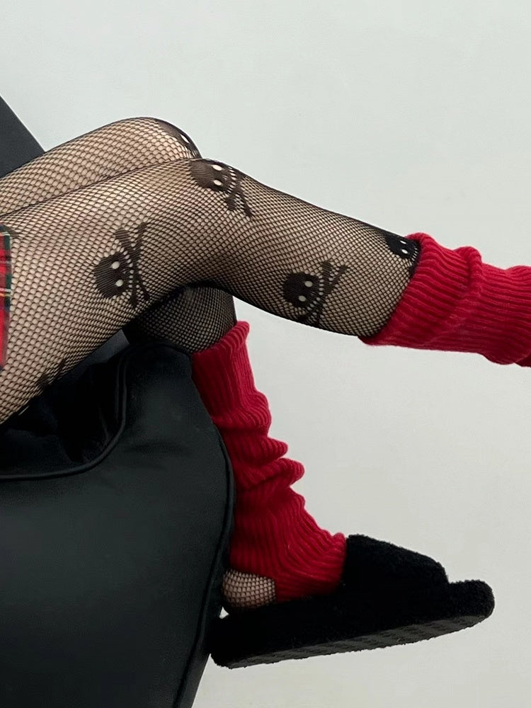 Tights Skull Pattern Red/Black
